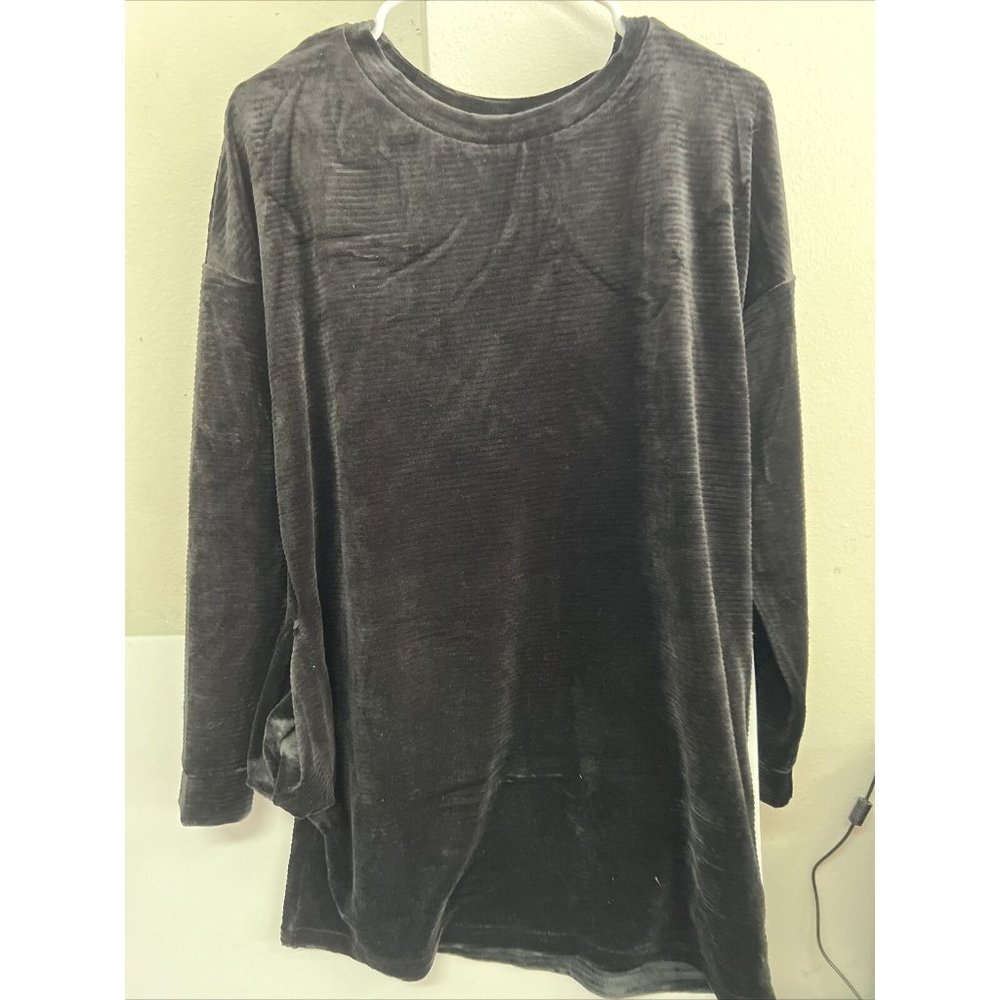 Piko 1988 Women's Size Medium Black Velvet Long Sleeve Blouse Sweater SZ Small